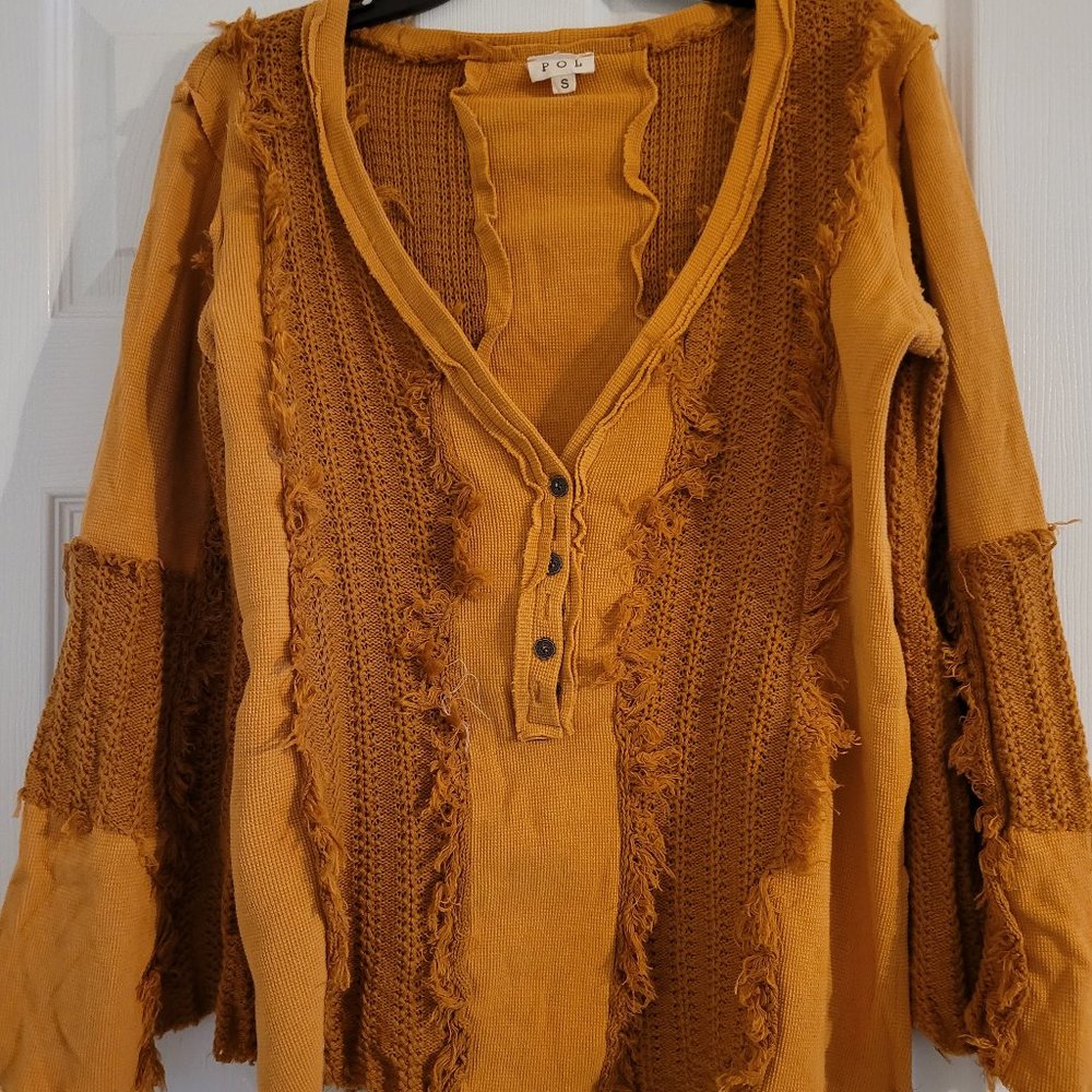 Pol Talk About It mixed material boho sweater size S